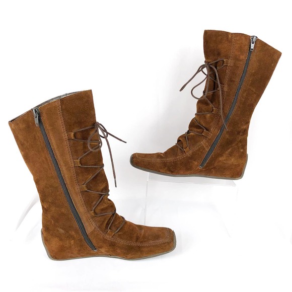 Elle Boots Brown Suede Hidden Wedge 36 - Picture 2 of 9